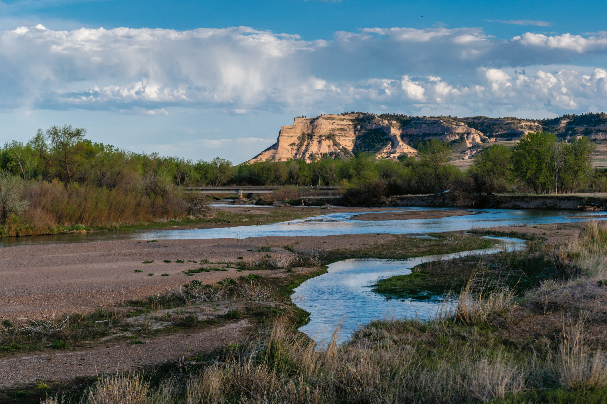 North Face of Scotts Bluff National Monument,Scottsbluff,Nebraska,United States,USA The North face of Scotts Bluff National Monument as seen from the North Platte River west of Scottsbluff, Nebraksa.